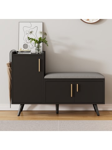 ABRIHOME Schuhbank in Schwarz mit 3 Stauraumtüren und Sitzfunktion B100 T34 H69 cm 