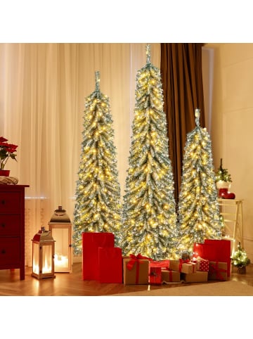 COSTWAY 3er Set LED Weihnachtsbaum Künstlich 120+150+180cm in Grün