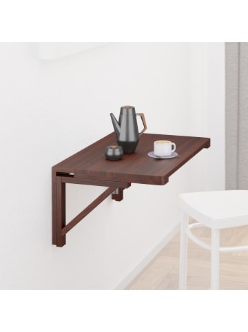 relaxdays Klapptisch Wand in Braun - (B)60 x (H)27 x (T)40 cm
