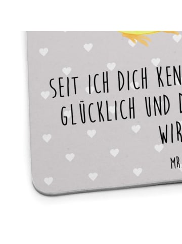 Mr. & Mrs. Panda Tischuntersetzer Wellensittich Liebe mit Spruch in Grau Pastell