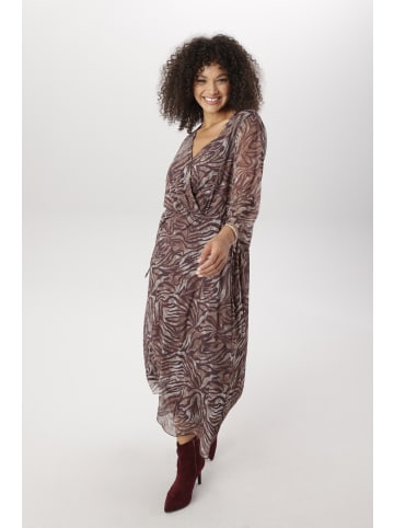 Aniston PLUS Meshkleid in bordeaux-weiß