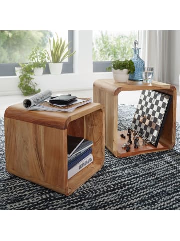 KADIMA DESIGN Satztisch 2er-Set | Akazie, Massivholz, Braun