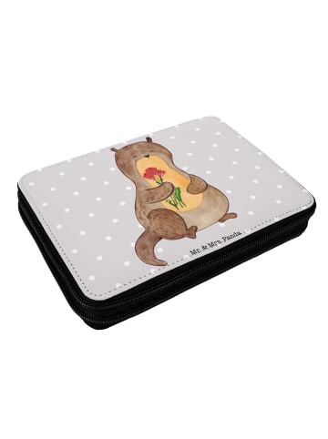 Mr. & Mrs. Panda Federtasche Otter Blumenstrauß ohne Spruch in Grau Pastell