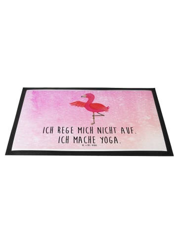 Mr. & Mrs. Panda Fußmatte Flamingo Yoga mit Spruch in Aquarell Pink