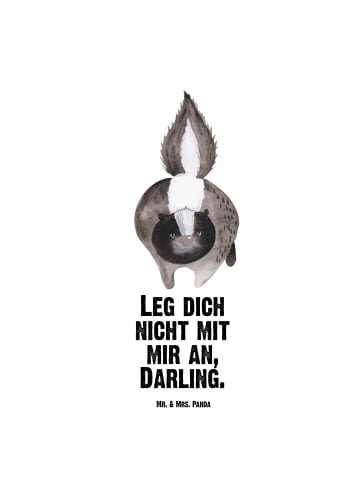 Mr. & Mrs. Panda Getränkeflasche Stinktier Angriff mit Spruch in Weiß