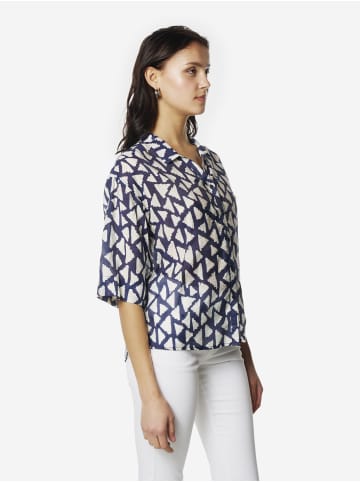 KOROSHI Damenhemd mit kurzen Ärmeln in blau