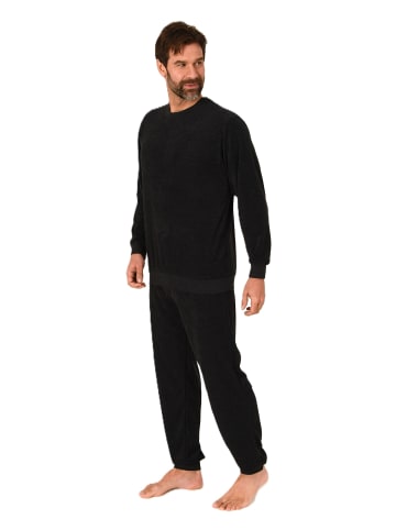 NORMANN Langarm Frottee Schlafanzug Pyjama Bündchen - 86673 in anthrazit-mel.