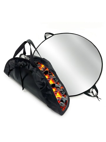 relaxdays Feuerfeste Unterlage in Schwarz/ Silber - Ø 100 cm