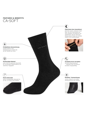 camano Baumwolle Unisex-Socken 2 Paar mit Softbund ca-soft in schwarz