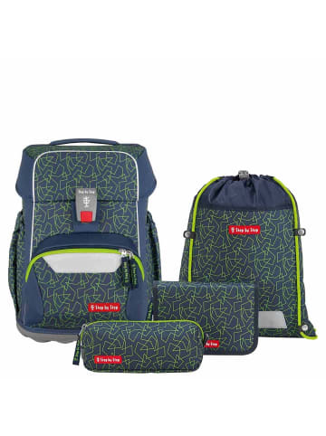 Step by Step Basis - Schulranzen Set 4tlg. (Blue Hearts) in Green Geometric