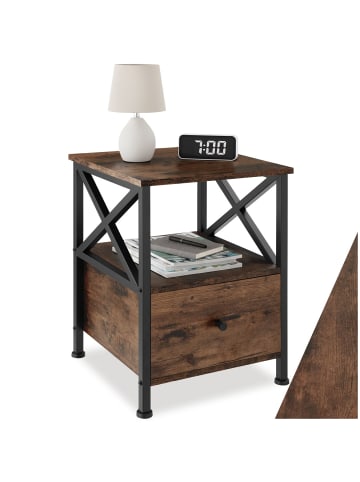 tectake Nachttisch Falkirk 40 x 41,5 x 55,5 cm, Industrial Holz dunkel, rustikal