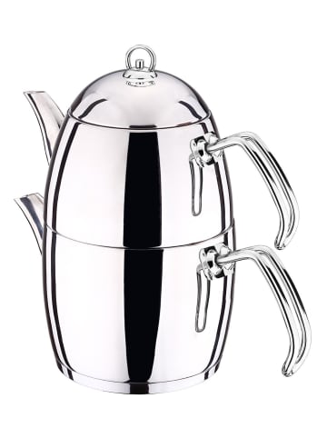 Schäfer Teekessel 1,4 und Wasserkessel 2,1 Liter 18/10 Edelstahl in Silber