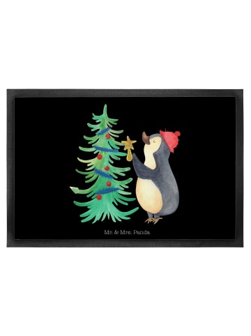 Mr. & Mrs. Panda Fußmatte Pinguin Weihnachtsbaum ohne Spruch in Schwarz
