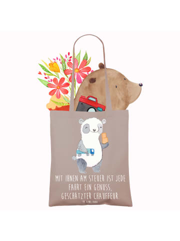 Mr. & Mrs. Panda Tote Bag Chauffeur Genussfahrt mit Spruch in Braun Pastell