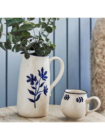 Bloomingville Krug EIMY mit blauen Blumen Ranken Kanne