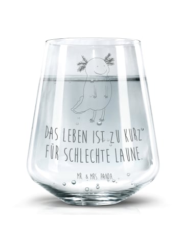 Mr. & Mrs. Panda Trinkglas Axolotl Glücklich mit Spruch in Transparent