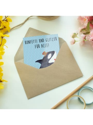 Mr. & Mrs. Panda babykarte Orca Zylinder mit Spruch in Blau Pastell