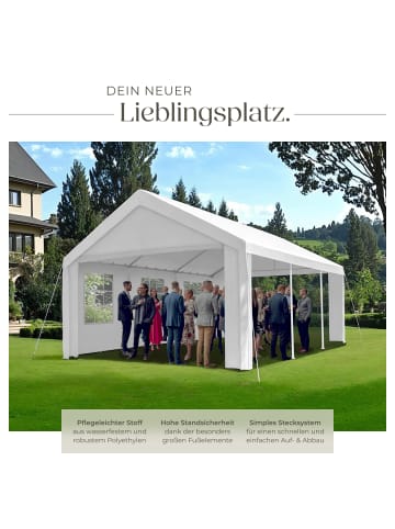 tectake Pavillon Jasko inklusive Spannseilen und Heringen, weiß/weiß