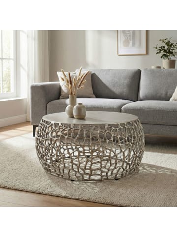 FineBuy Couchtisch in Silber / Aluminium / 60x60x32