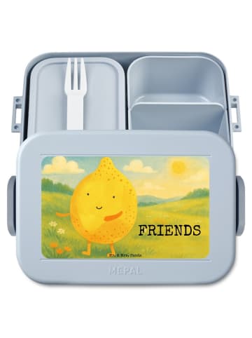 Mr. & Mrs. Panda Brotdose Beste Freunde Zitrone Design mit Spruch in Blau Pastell