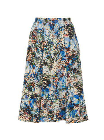 GOLDNER Kurzgröße: Druckrock mit Rundumschlupfbund in schwarz / azurblau / gemustert