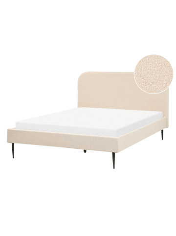 Beliani Doppelbett FLAYAT in Beige/Schwarz - (W) 153 x (H) 109 x (L) 215 cm