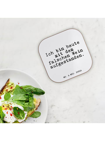 Mr. & Mrs. Panda Glasuntersetzer Ich bin heute mit... mit Spruch in Weiß