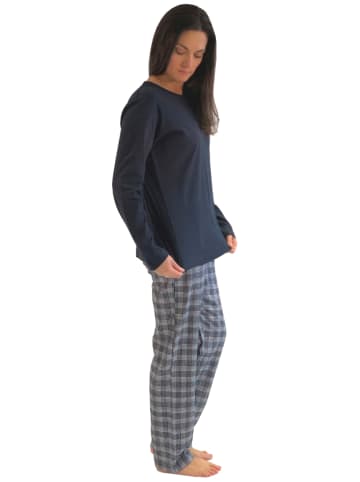 NORMANN Flanell Pyjama Mix & Match Oberteil Sterne - 38813 in marine
