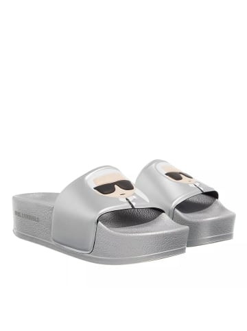 Karl Lagerfeld KONDO MAXI Ikonic Platform Slide Silver Rubber in silver