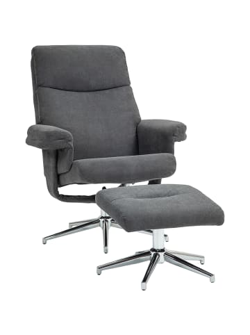 HOMCOM Relaxsessel mit Hocker-78L x 85B x 106H cm-Dunkelgrau