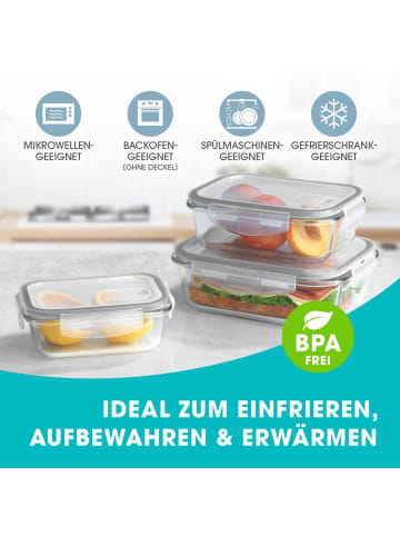 Gourmetmaxx GOURMETmaxx Glas-Frischhaltedosen Klick-it mit Mikrowellen-Ventil - 6-teilig - g