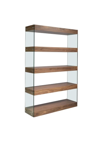 Angel Cerdá Regal 3091 in Walnuss / Glas – (B)122 x (H)183 x (T)38 cm