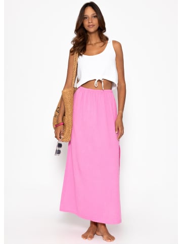 SASSYCLASSY Maxi Musselin Rock mit Schlitz in Pink