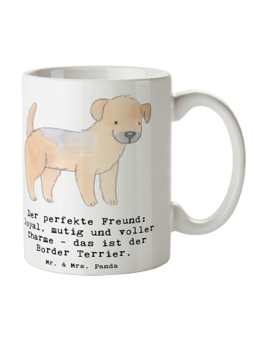 Mr. & Mrs. Panda Tasse Border Terrier Freund mit Spruch in Weiß
