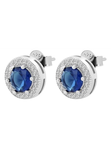 Adeliás Damen Ohrstecker aus 925 Silber mit Zirkonia in blau