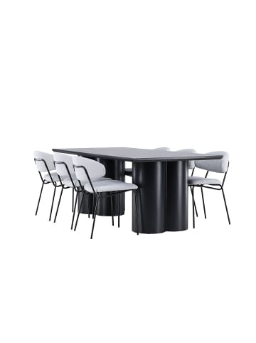 ebuy24 Essgruppe Olivia (7-teilig) Boucle, schwarz 100 x 210 cm