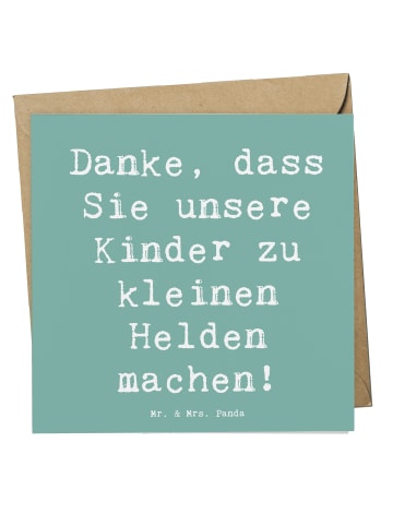 Mr. & Mrs. Panda Klappkarte Spruch Erzieher Heldenmacher mit Spruch in Meeresbrise