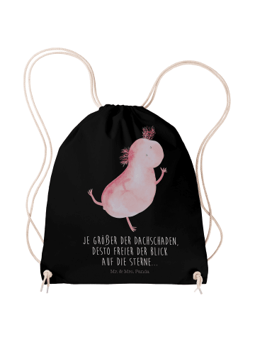 Mr. & Mrs. Panda Sportbeutel Axolotl Tanzen mit Spruch in Schwarz