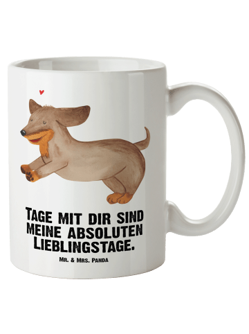 Mr. & Mrs. Panda Keramikbecher Hund Dackel mit Spruch in Weiß