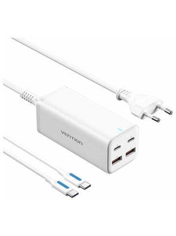 Vention Wandladegerät/ 2xUSB Typ-C + USB-Typ-C-Kabel/ 2xUSB/ 100W in Schwarz