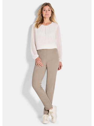 GOLDNER Kurzgröße:  Jerseyhose Slim Fit Hose BELLA mit Schlupfbund in beige