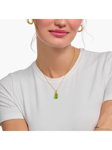 Thomas Sabo Kette Mit Goldbär Grün in gold, grün, weiß