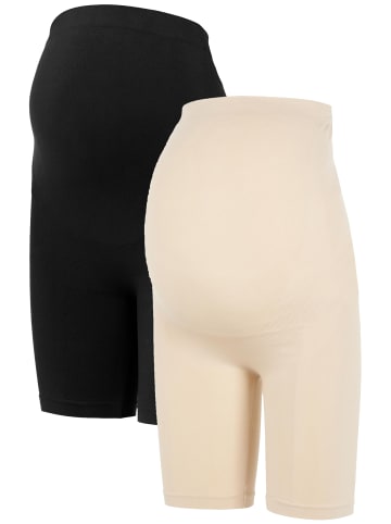 mama licious 2er Set Kurze Umstands Leggings Shorts MLTIA in Schwarz-Beige