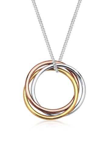 Elli Halskette 925 Rosegold Kreis, Bi Color_Tri Color in Silber