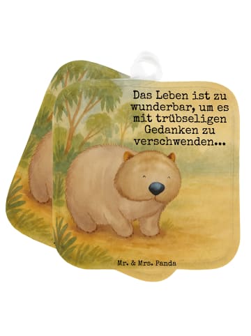 Mr. & Mrs. Panda Ofenhandschuhe Wombat Design mit Spruch in Weiß