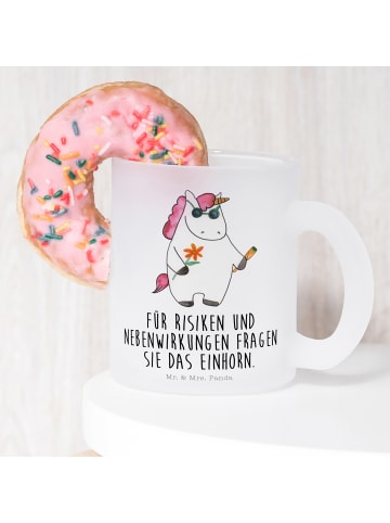 Mr. & Mrs. Panda Glas Einhorn Woodstock mit Spruch in Transparent