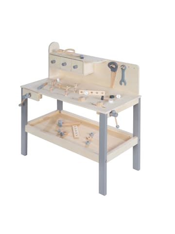 roba Große Werkbank mit Werkzeug-Set, Arbeitsplatte, Ablage & 3 Schubfächern