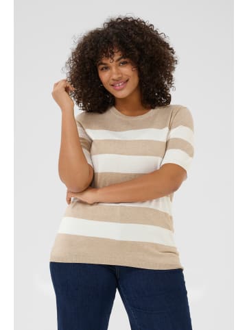 KAFFE curve Strickpullover KClizzy Regular fit in Feather Grey Mel./Chalk Stripe