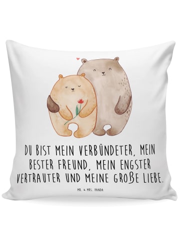 Mr. & Mrs. Panda Kuschelkissen 40x40 Bären Liebe mit Spruch in Weiß