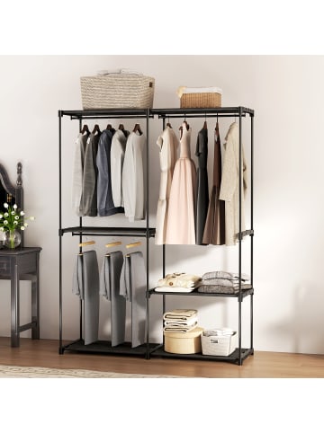 HOMCOM Stoffschrank-142L x 43B x 185H cm-Schwarz